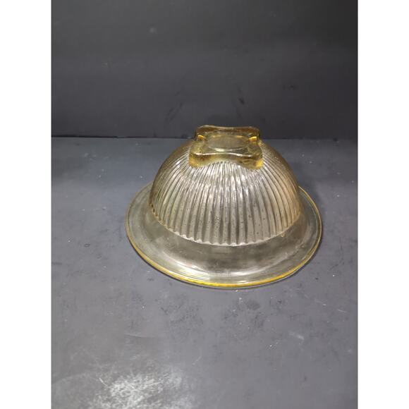 Federal Glass Amber Yellow Ribbed Mixing Bowl, 7.5" Nested Bowl, Vtg Kitchenware - Picture 6 of 8